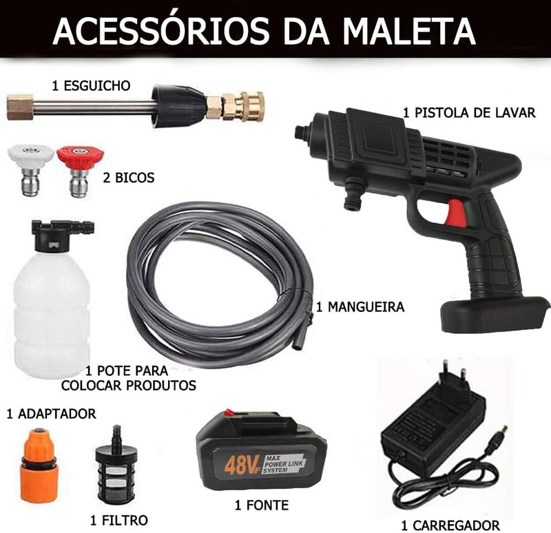 HidroJet Pro Max – Lavadora Portátil de Alta Presión 48V con Maleta